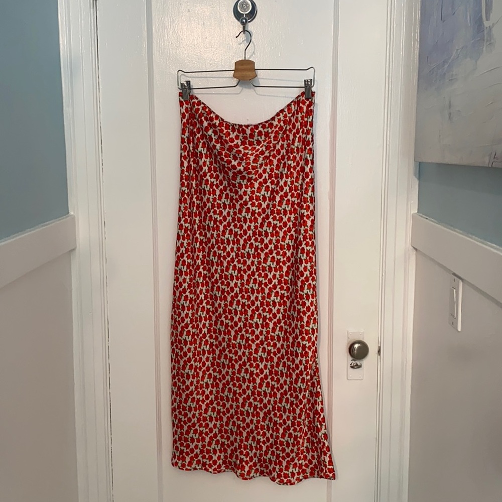 Topshop Satin Floral Skirt